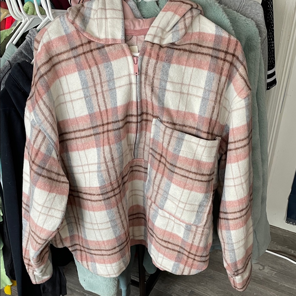 Ashley By 26 International Plaid Jacket in Pink and Cream